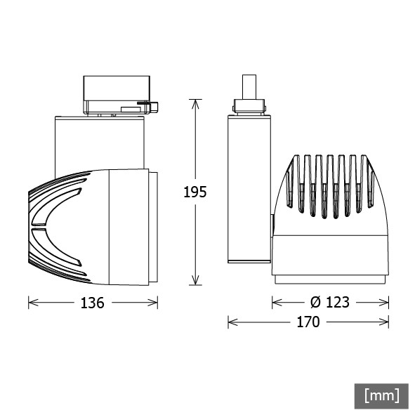 LED-Stromschienenstrahler schwarz 4000K 60Gr BIXXL206.40.60.2D sw