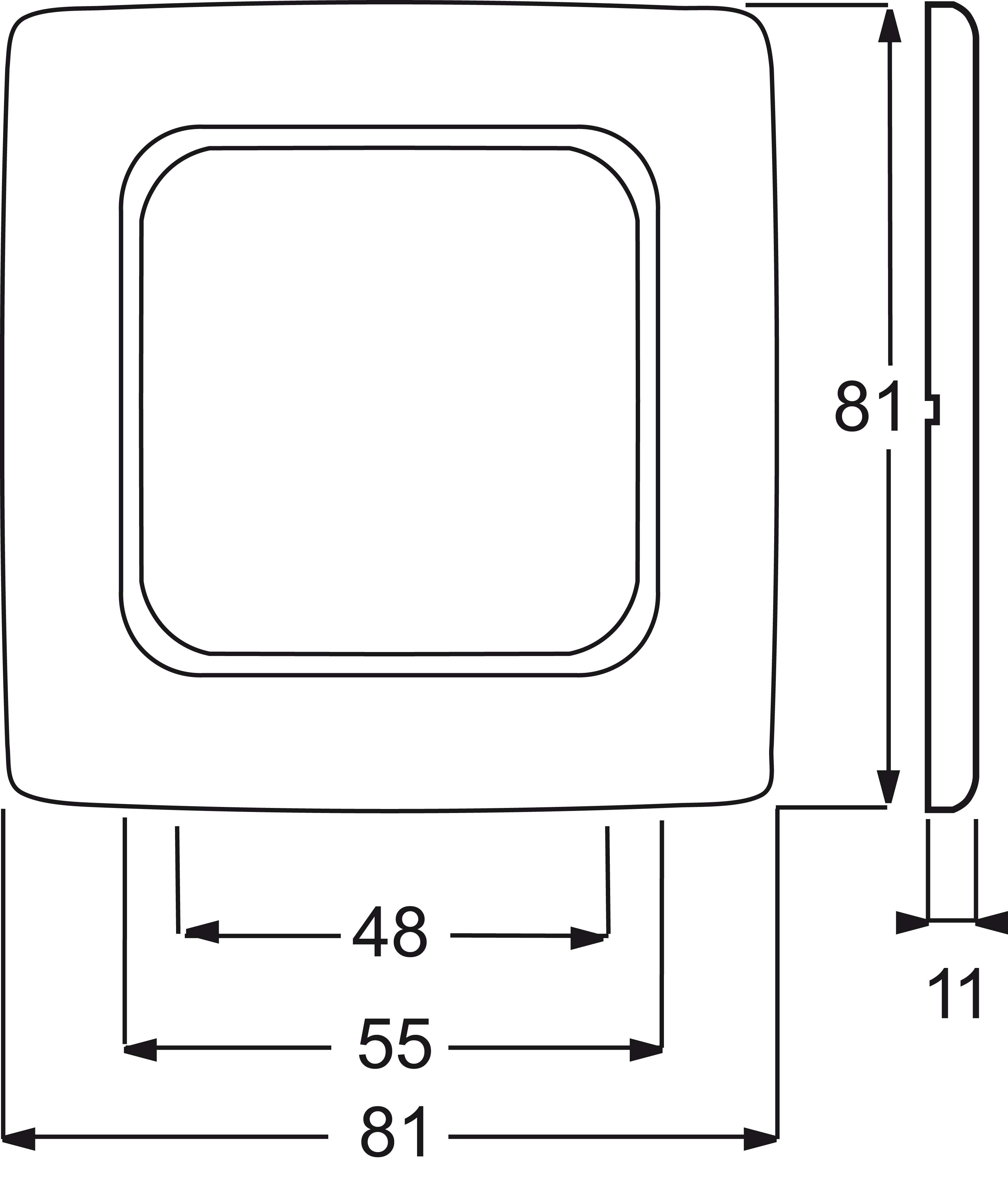 Rahmen 1-fach aws, f.Kanalabdeck. 2511-214K-102