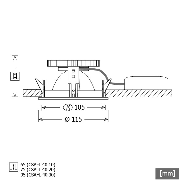 LED-Einbaudownlight weiß 3000K CSAFL 43.3030.50 ws