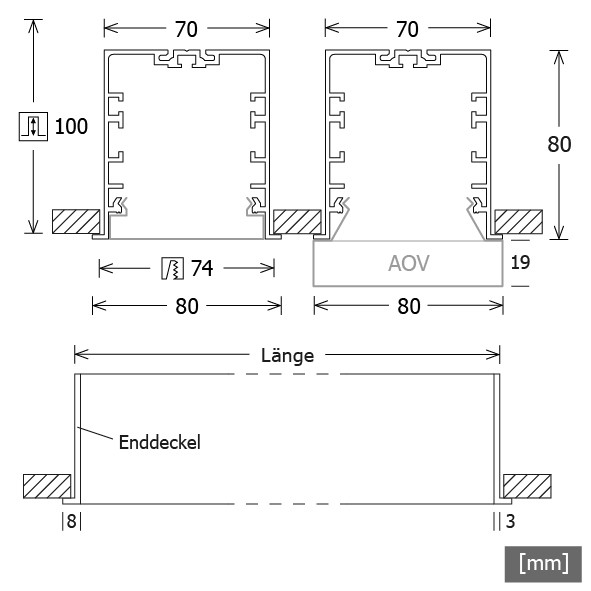 LED-Einbauleuchte 3000K DALI si-elox MLE070113008AOBDAsix